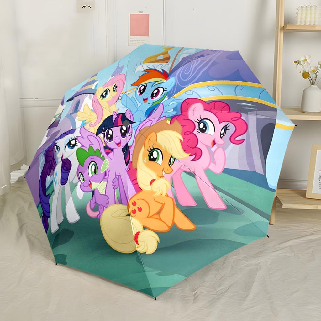 My Little Pony Friendship Portable Automatic Umbrella Folding Umbrella with 8 Ribs Sturdy Construction All-Season Use Fashion Lovers Gift