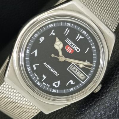ЯПОНИЯ ВИНТАЖ SEIKO 5 АВТОМАТИЧЕСКИЕ 6309A МУЖСКИЕ ЧАСЫ С АРАБСКИМ ЧЕРНЫМ ЦИФЕРБЛАТОМ a701656-5
