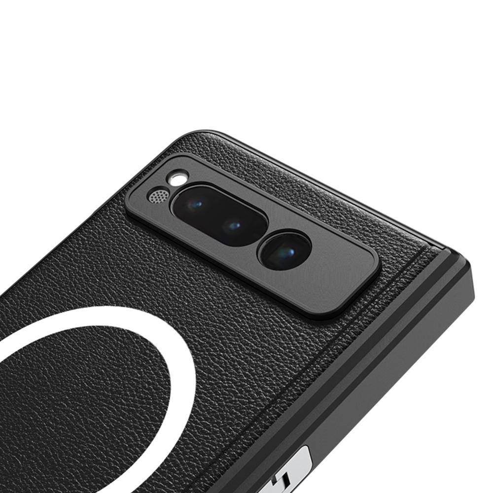 Магнитный шарнир для чехла для беспроводной зарядки Magsafe для Google Pixel Fold, жесткого кожаного чехла из ПК с подставкой и защитным чехлом из стеклянной пленки