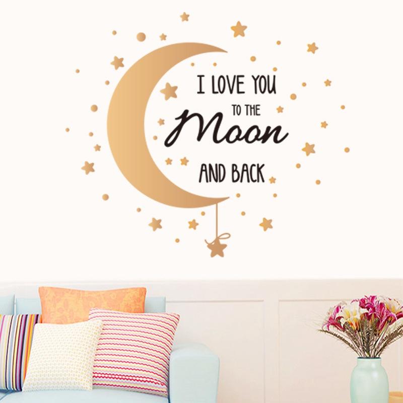 Romantic Moon Star Wall Sticker Wall Decor For Bedroom Living Room Removable PVC Wall Sticker Sticker On Wall Home Decor
