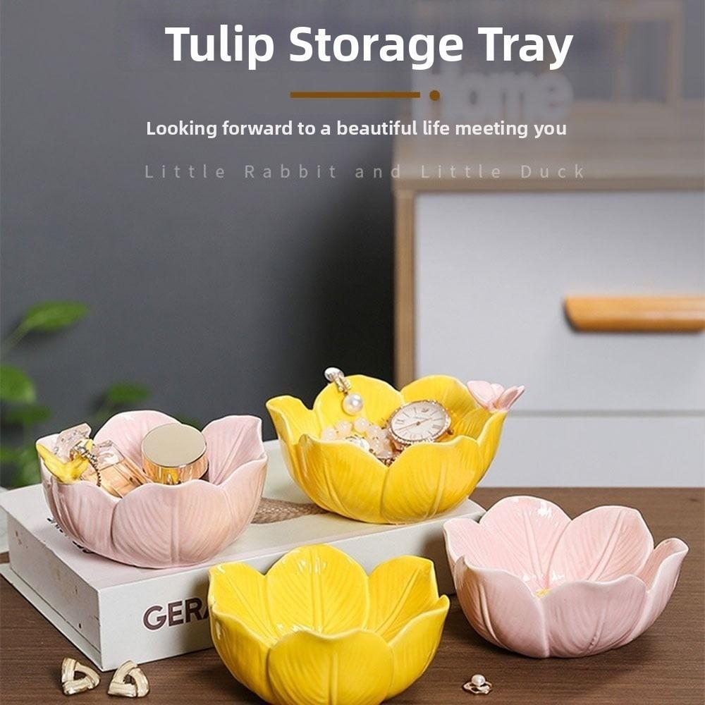 Solid Flower Jewelry Tray Petal Design Trinket Tray Luxury Small Trinket Dish Office Desk
