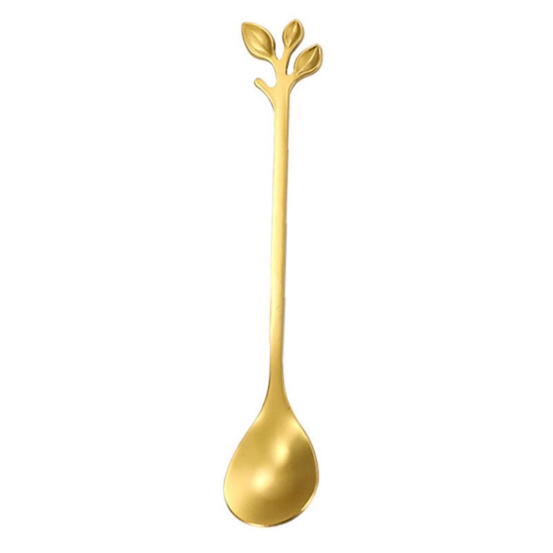 4PCS/Set 12.2 cm Stainless Steel Leaf Coffee Spoons Tableware Stirring Mixing Spoons for Ice Tea, Coffee, Dessert
