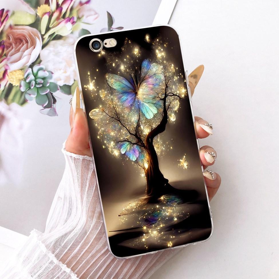 Transparent Casing For iPhone 6s Phone Case For iPhone 6 Cover Luxury Fashion Butterfly Funny Cute Painted