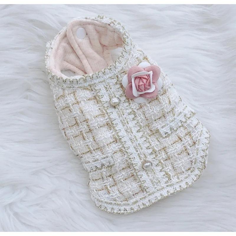 Пальто-жилет с запахом и каймой для собак, куртка для щенков с открытыми рукавами, теплая флисовая куртка, зимняя