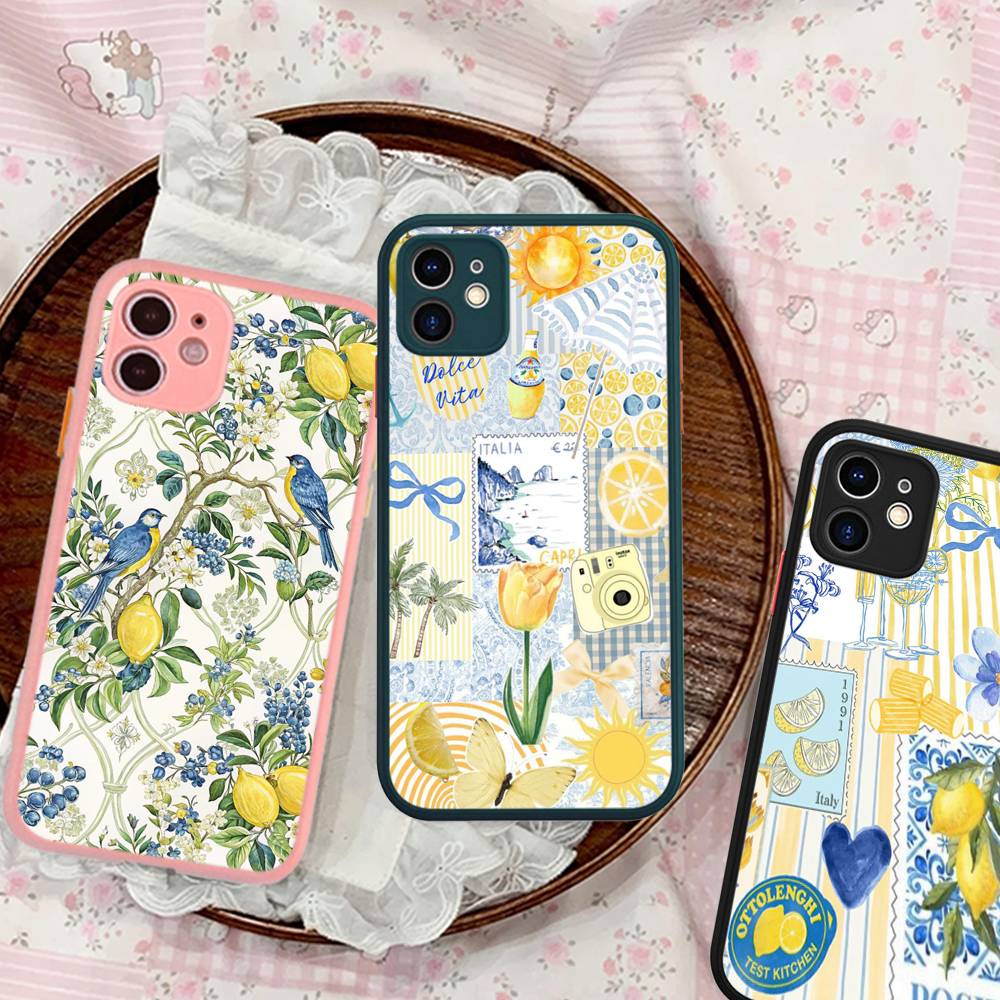 Simple Fresh Lemon Style Phone Case For IPhone 16e 16 15 14 13 12 11 Pro Max X XS MAX Plus Spuerstar Matte Cover