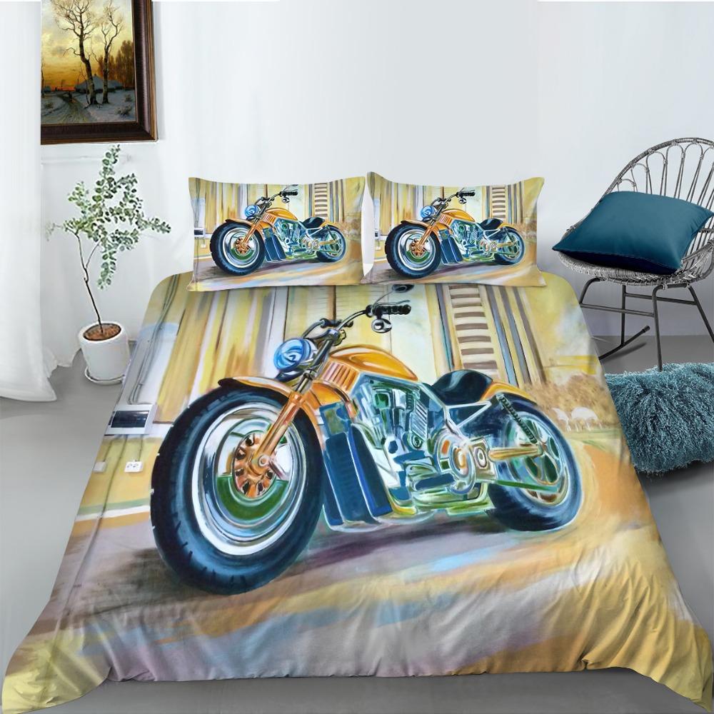 Пододеяльник с рисунком мотоцикла King Queen Down, комплект постельного белья с изображением мотоцикла для подростков и мужчин, пододеяльник для занятий спортом на открытом воздухе 2/3 шт.