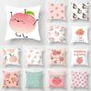 Pink Fruit Peach Print Pillowcase Home Room Decoration Office Chair Living Room Sofa Cushion Cover 45x45cm Peach Skin Pillowcase
