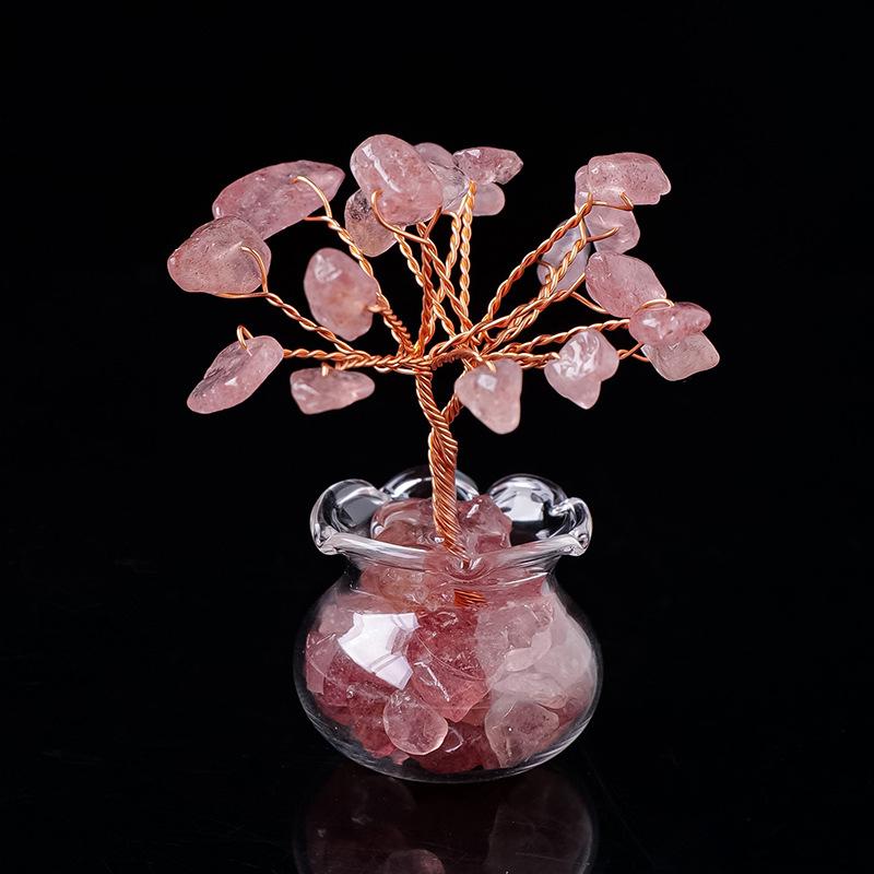 Mini Tree Crystal Stone Mini Vase Car Desktop Tabletop Ornament Bookshelf Courtyard Home Decorations