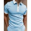 Men's Short Sleeve Tops Patchwork Color Collar Trendy Loose Polo Shirts