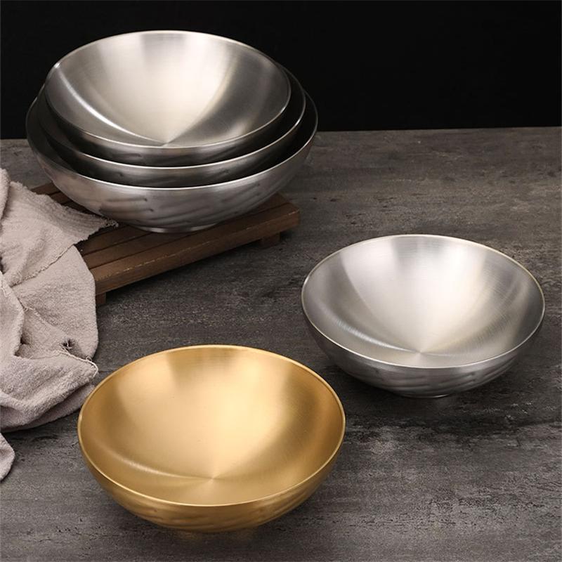 20/24 см корейская миска из нержавеющей стали для холодной лапши, двухслойная, большая, для салата рамен, утолщенная тарелка для фруктов, кухонная утварь