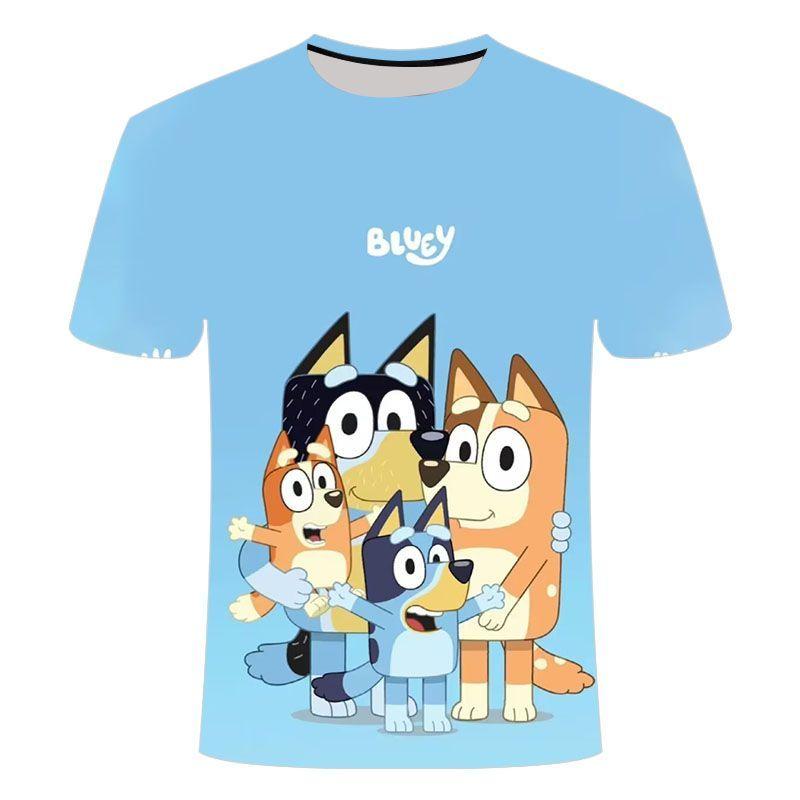 Детская 3D футболка Bluey Мультфильм 2026 Летняя Прохладная Быстросохнущая С коротким рукавом Аниме Принт Повседневная футболка для мальчиков и девочек Ежедневная