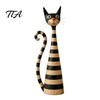 Durable Resin Crafts Vintage Cat & Lady Sculpture, Artistic Striped Statues, Handcrafted Decorative Statues Elegant Polka Dot Ornament, Housewarming