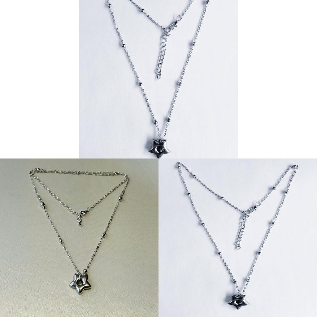 Alloy Star Shaped Pendant Necklace With Cross Chain For Trendy Summer Wear Unisex Jewelry