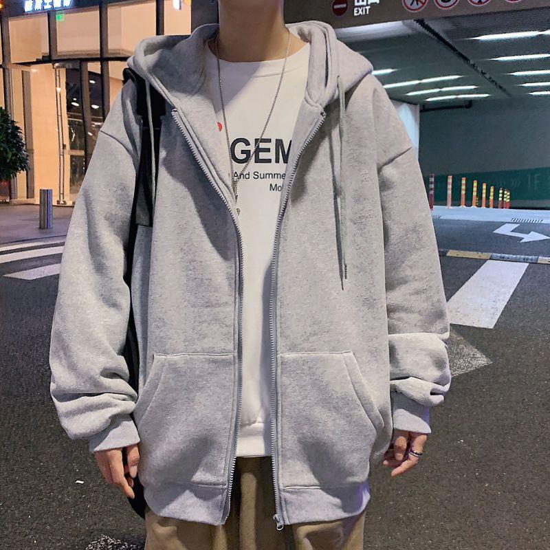 Men's Loose Fit Zipper Hooded Cardigan: Velvet-Lined for Autumn & Winter