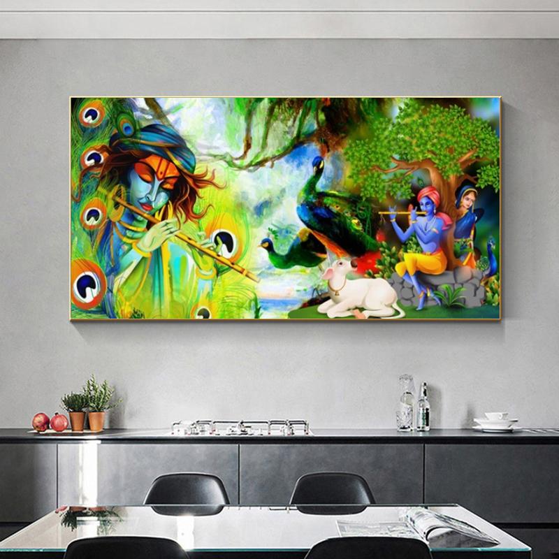 Лорд Радха Кришна постеры и принты Abatract холст картина настенное искусство для гостиной современный домашний декор религия Куадрос