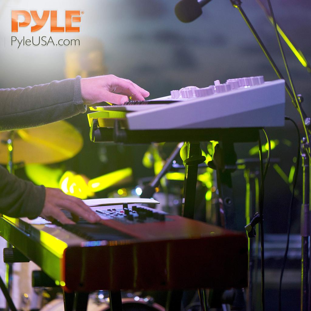 PYLE Heavy-Duty Digital Keyboard Stand: Multifunctional Portable Z-Shaped Music Stand with 2 Tiers and Adjustable Height, Ideal for Digital