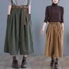 Corduroy Vintage Autumn Winter Pants High Waist Loose Women Casual Wide Leg Pants Spring Capris Pants with Belt