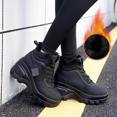 Платформенные высокие кеды детские корейская версия универсальные модные повседневные туфли 2025 зима новые бархатные спортивные туфли