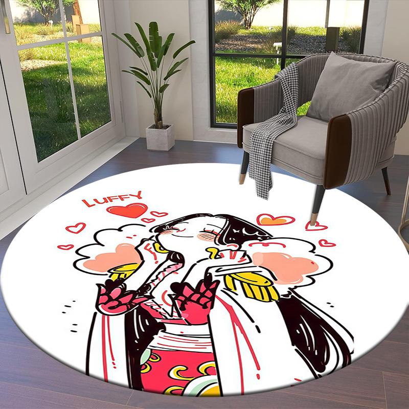 One Piece Boa Hancock Round Area Rug Carpet Rug For Living Room Bedroom Sofa Playroom Decor Nonslip Floor Mat
