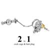 Lock Him Cage & Beads Plug 304 Stainless Steel Adjustable Chastity Cage BDSM