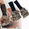 Winter Warm Ruffled Flared Leg Sleeve Leopard Print Tiered Piled Calf Socks Ruched Leg Warmer