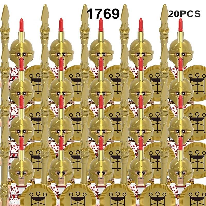 MOC средневековые военные армейские строительные блоки, римский солдат, меч, фигурки, рыцари, щит, оружие, аксессуары, кирпичи, игрушки
