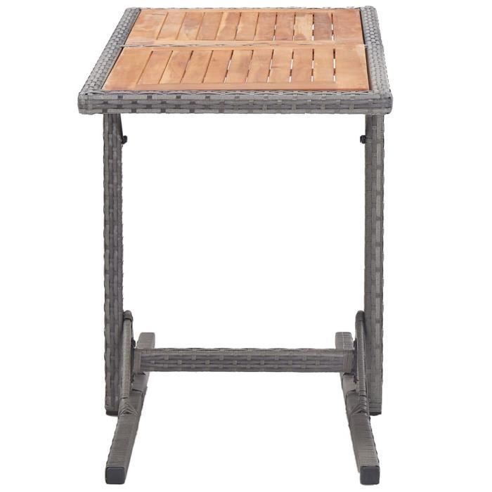 Table de jardin - VIDAXL - Rectangulaire - Résine tressée - Bois d'acacia - Anthracite