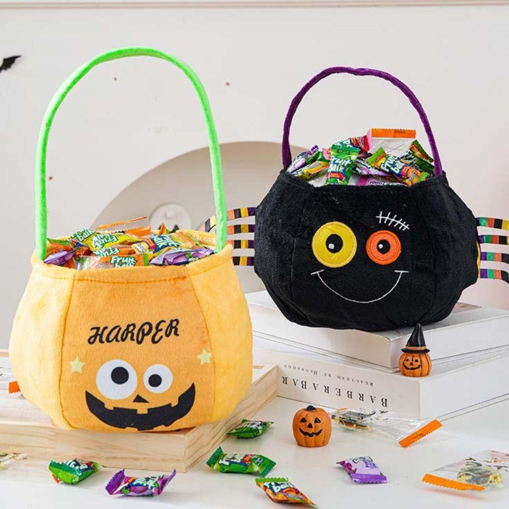 Cloth Pumpkin Candy Bucket Trick or Treat Stuffed Cotton Tote Bags Kawaii Halloween Candy Bag  Kids