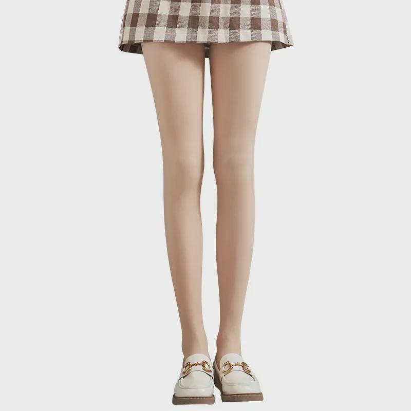 Женские утолщенные леггинсы телесного оттенка для весны/осени