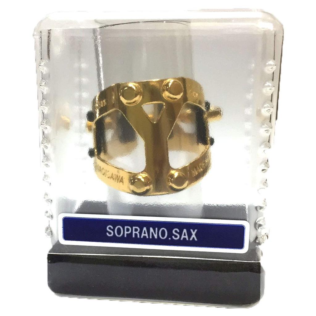 Yany SIXS Ebonite Ligature for Soprano Finish (Reverse-Threaded/Single Screw) Saxophone, Gold-Plated