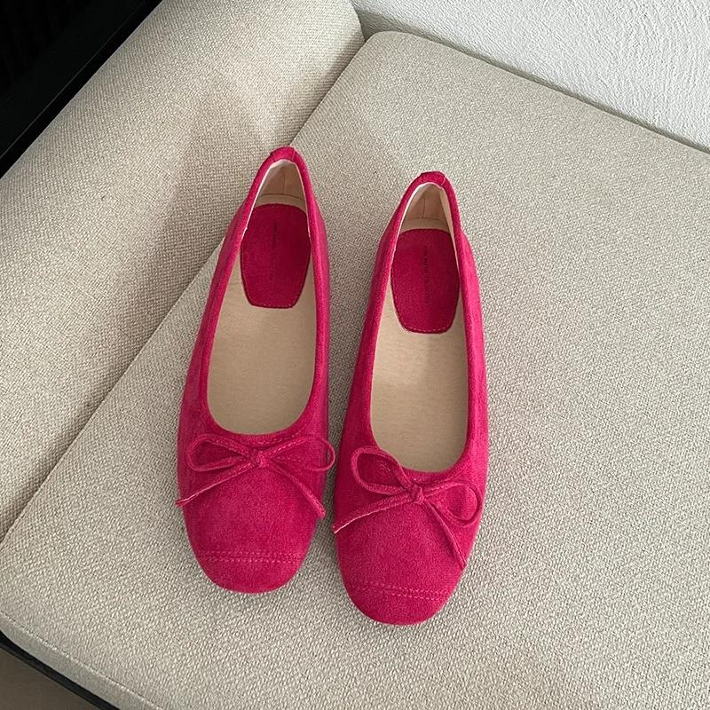 Женские нежные балетки с бантом на плоской подошве, корейская мода, ретро, элегантные туфли-лодочки с круглым носком, осенние туфли-лоферы, повседневная обувь