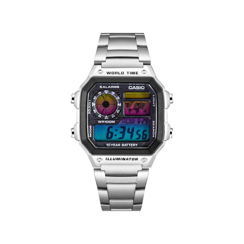 Casio Индивидуальные часы модифицированная серия фэнтезийный цвет водонепроницаемые светящиеся Кварцевые тот же стиль для мужчин и женщин цветной циферблат AE-1200WHD-1A