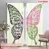 2pcs 2D Flat Printing Curtain Butterflies Appear When Angels 100% Polyester Without Electricity Festive Wall Decor for Yard &