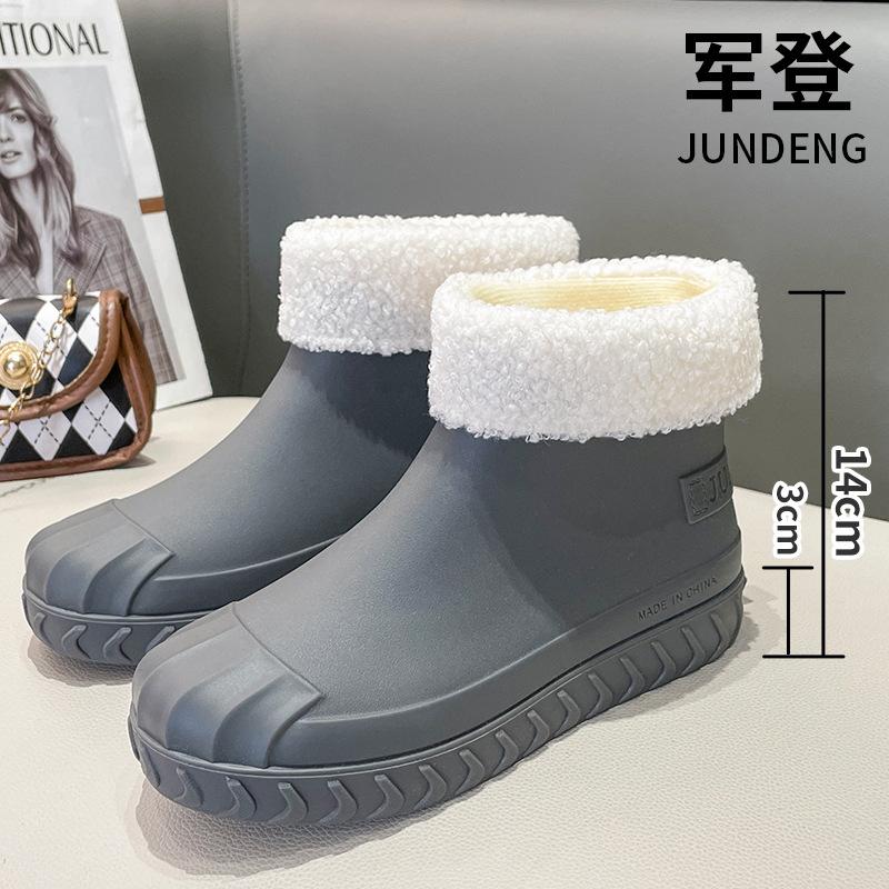 Четыре сезона дождевые туфли женская мода верхняя одежда короткие сапоги взрослые женские милые водонепроницаемые туфли нескользящие женские хлопковые теплые