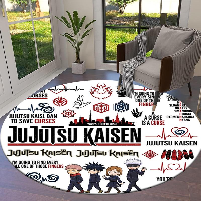 Ковер с круглым ворсом Jujutsu Kaisen Ковер для гостиной, спальни, дивана, игровой комнаты Декор Нескользящий коврик для пола