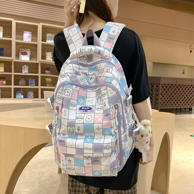 Школьная сумка женская корейская версия нового рюкзака большой емкости с мультяшным принтом для старшеклассников студентов колледжа свежая сумка через плечо