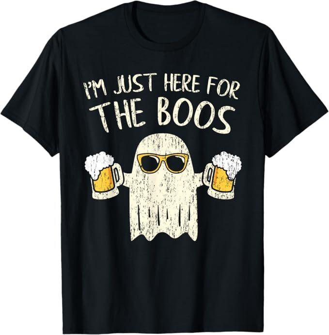 Im Just Here for the Boos Funny Gift Halloween Ghost T-Shirt Mens Womens Tees Top