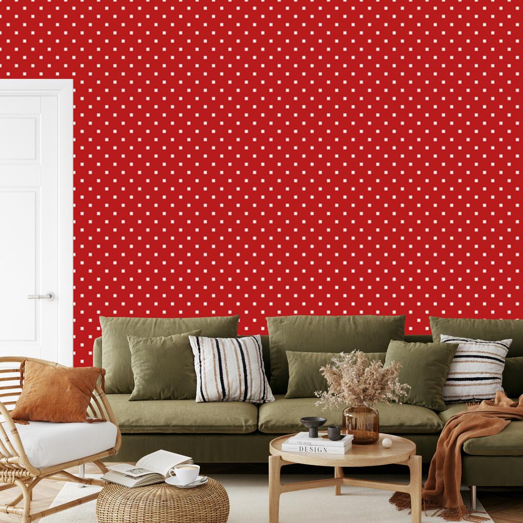 Wallpaper Small Christmas Patterns Red for Living Room and Bedroom 50x1000