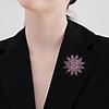 Sparkling Flower Lapel Pin Rhinestone Floral Badge Luxury Rotating Snowflake Brooch Gift