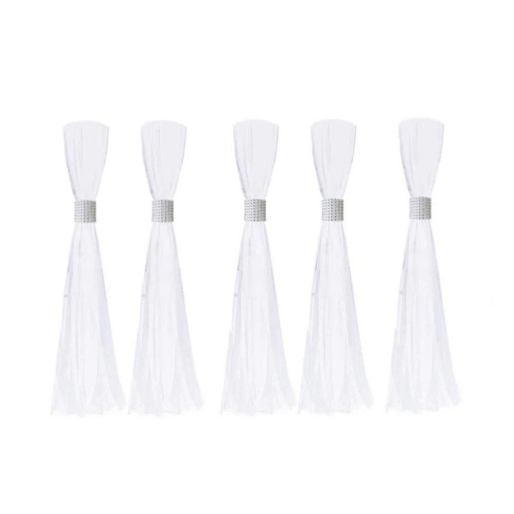 5 Pcs White Veil Wedding Aisle Decoration Outdoor Wedding White Tutu Bow Wedding Pew Bows Wedding