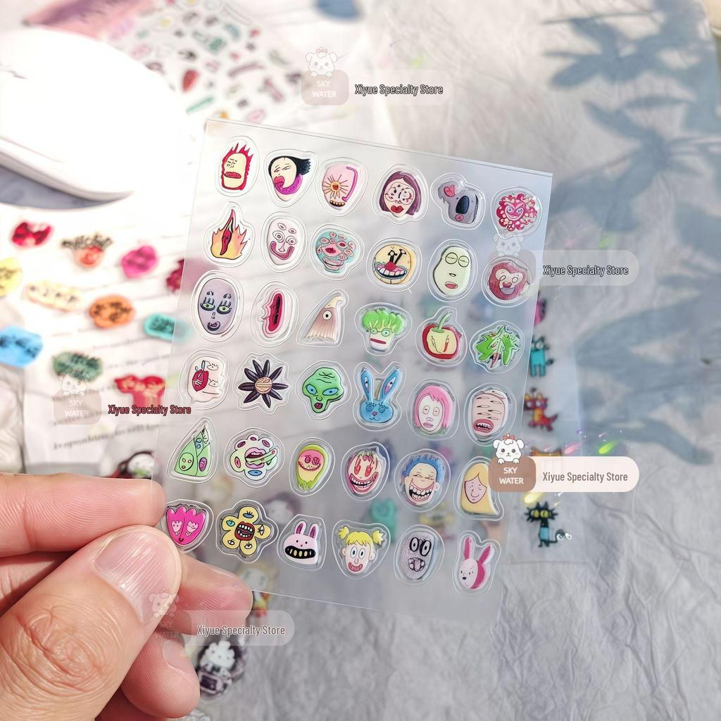 Абстрактные смешные котики желе 3D наклейки для iPhone 17 Pro Max и бутылок для воды