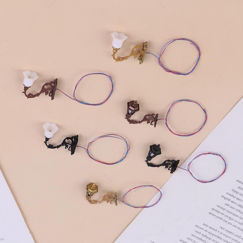 2Pcs 1/12 Dollhouse Wall Lamp Model Garden Yard Chandelier Sand Table Led Light