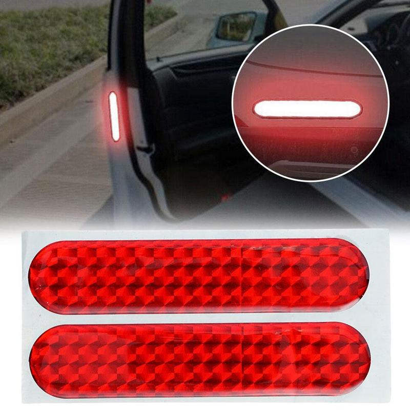 2PCS Car Door Bumper Reflective Stickers Safety Opening Warning Reflector Tape Decal Car Interior Reflector Stickers