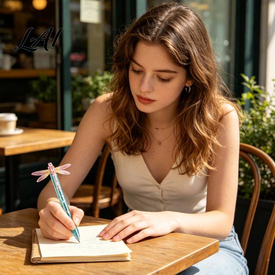 Handwriting Tools for Office Gleaming Wings Translucent Plastic Pen Dragonfly Gel Stationery with Interactive Decorative Pens Daily Use Flapping