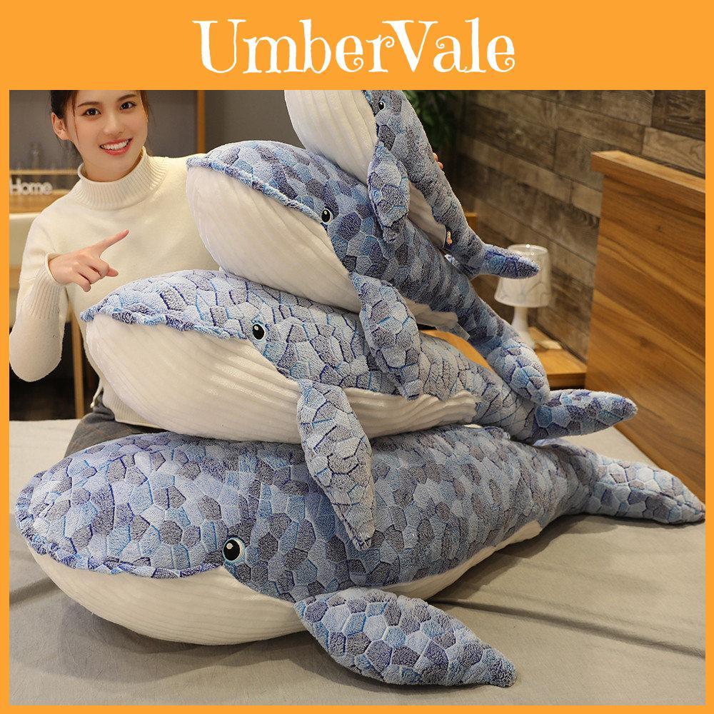 Cozy Large Blue Whale Plush Toy Gentle Cuddle Buddy For Children Relaxation And Fun