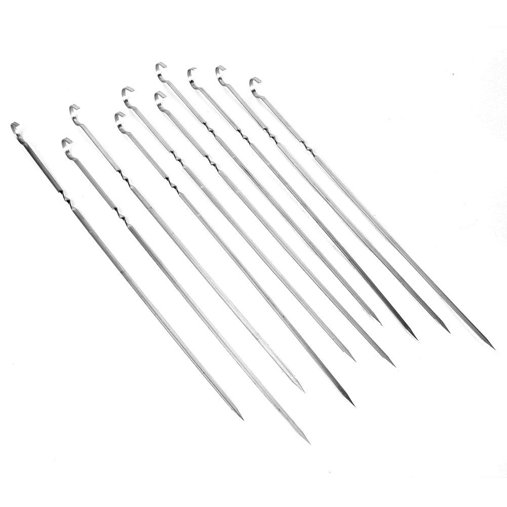 10 шт. Шампуры плоские для барбекю из нержавеющей стали, инструмент для гриля для вечеринок, мероприятий на открытом воздухе