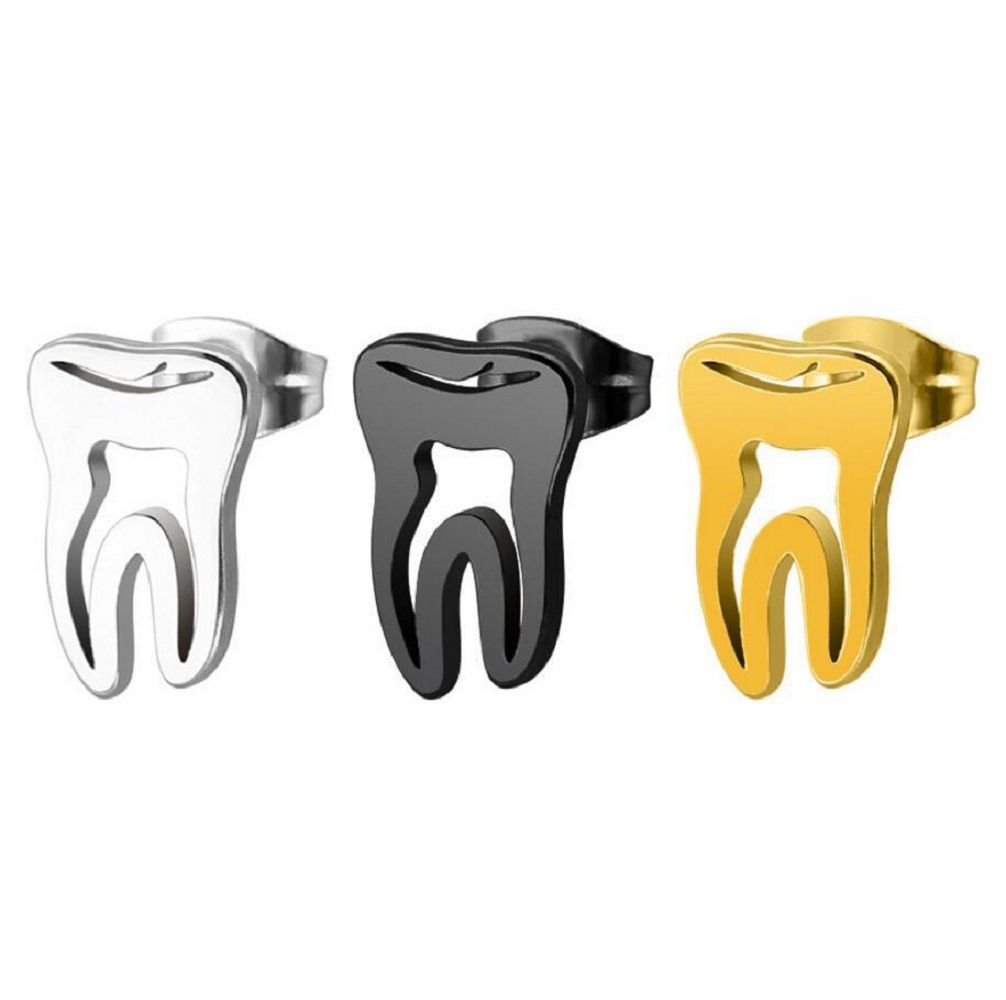 Jewelry Gift Asymmetric Stud Earrings Tooth Stud Earrings Stainless Steel Doctor Nurse Accessories