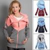 Women's Large Size Hooded Sweatshirt Patchwork Color Pullover Thickened Long Sleeve Hooded Top