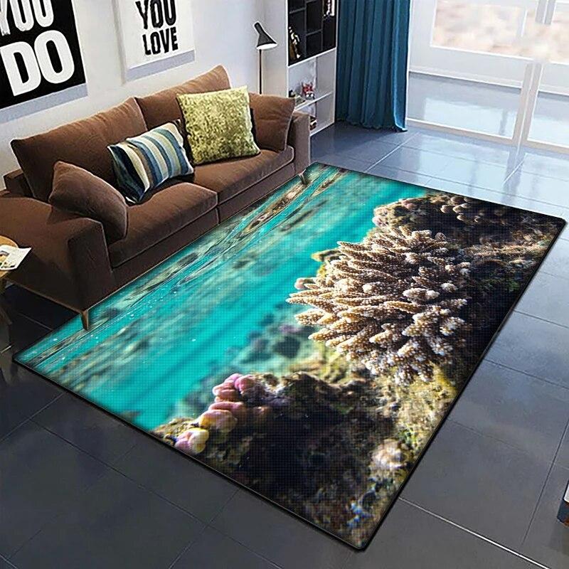 Морская рыба, красивый ковер с росписью для гостиной, большой ковер, черный мягкий ковер, украшения дома, коврики, коврики в стиле бохо, пикник