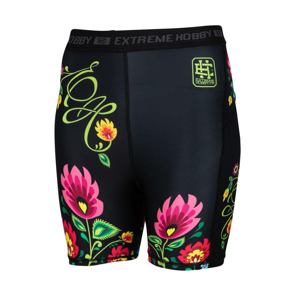 Women's folk sports leggings 1/3 XS black
